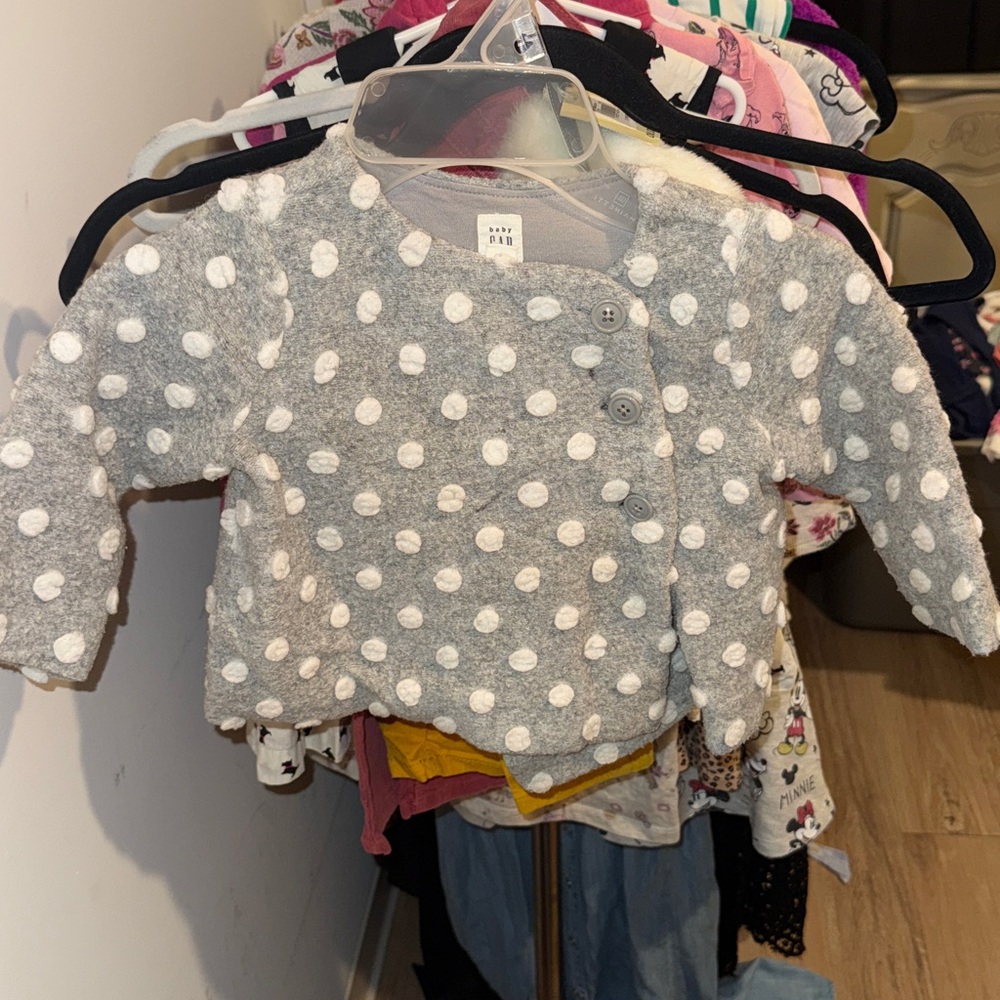 Baby Gap Gray and White Polka Dot Cotton Blend Jacket 12-18 Months - Picture 1 of 3